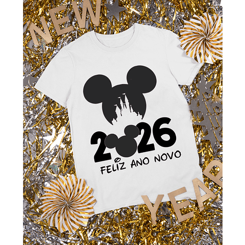 20 Artes para Camisa Disney Mickey e Minnie Ano Novo 2026 Arquivo Editavel