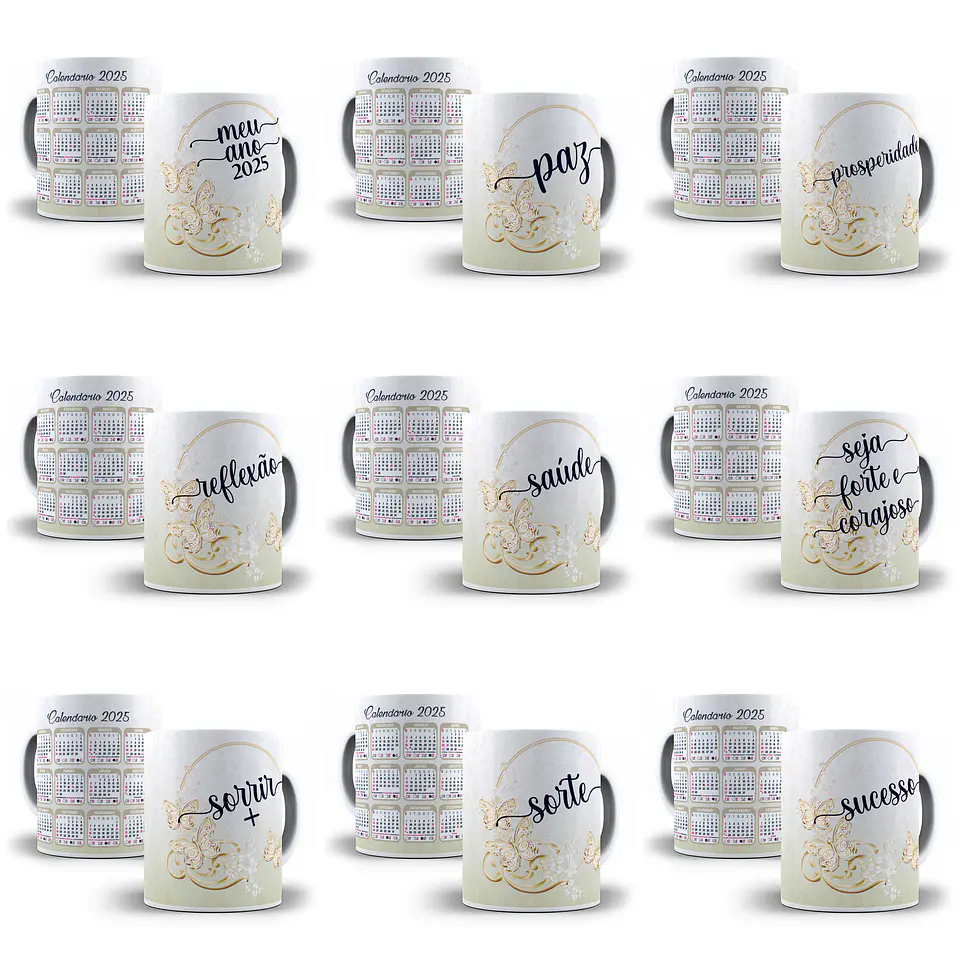 30 Artes para Caneca Calendário 2025 Arquivo Editável  1