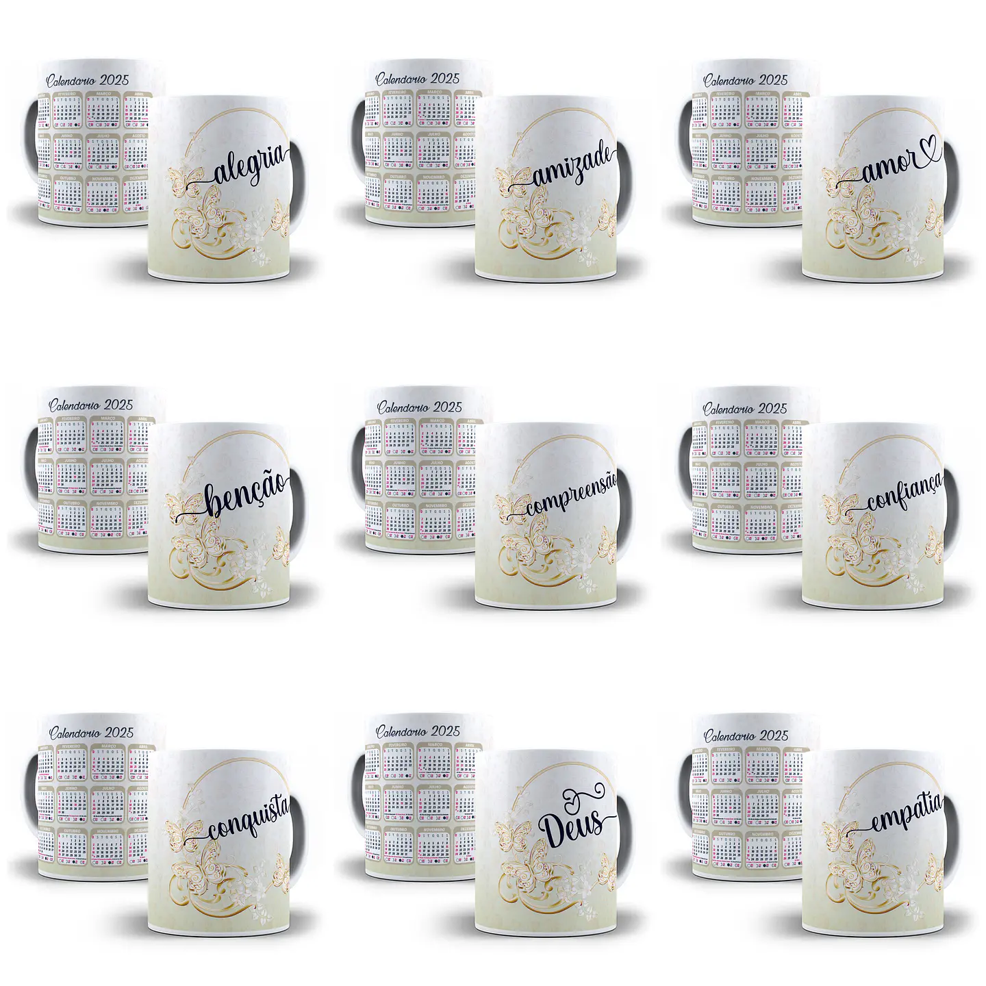 30 Artes para Caneca Calendário 2025 Arquivo Editável  2