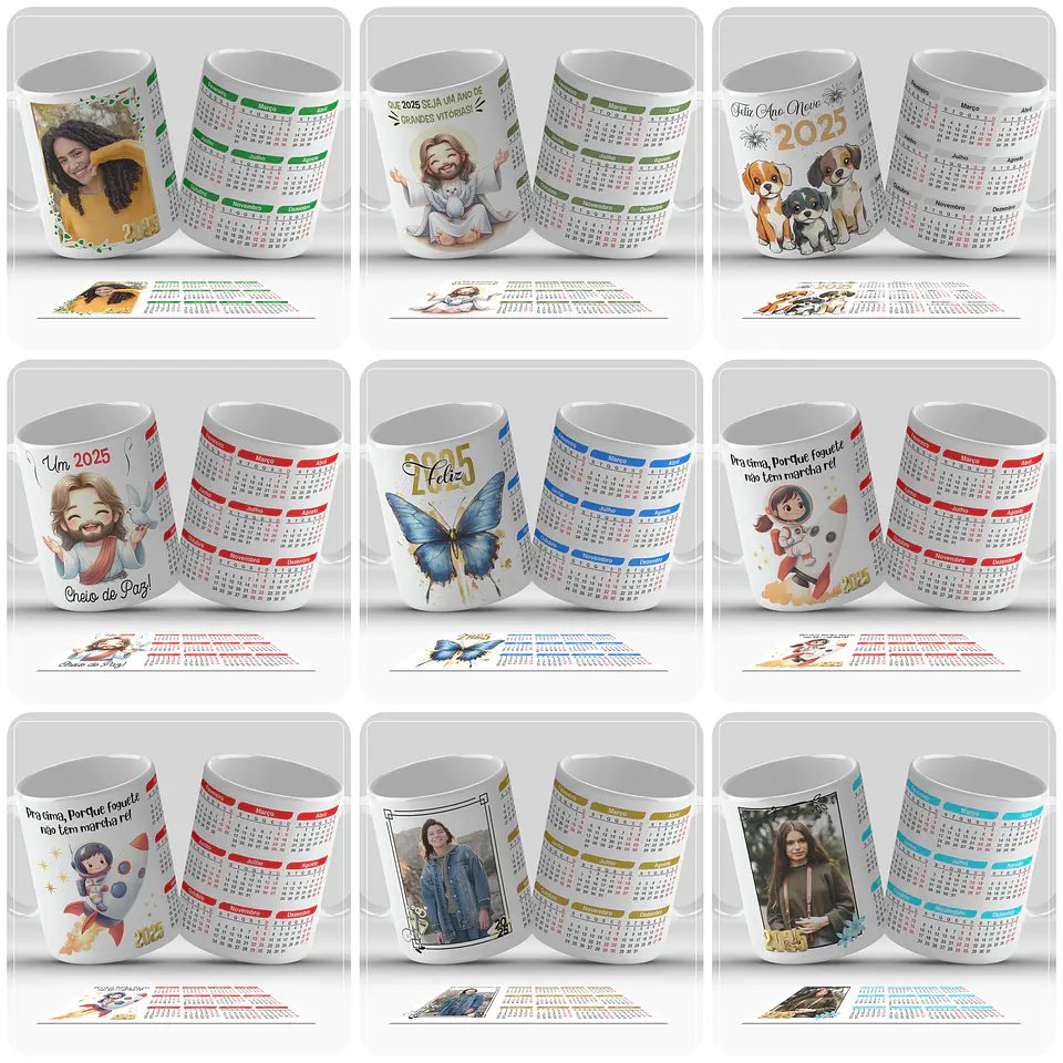 40 Artes para Caneca Calendário 2025 Arquivo em Png 3