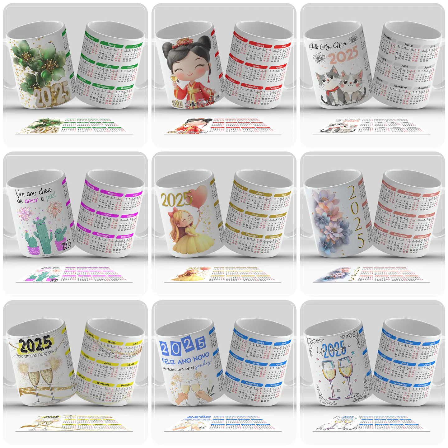 40 Artes para Caneca Calendário 2025 Arquivo em Png 4