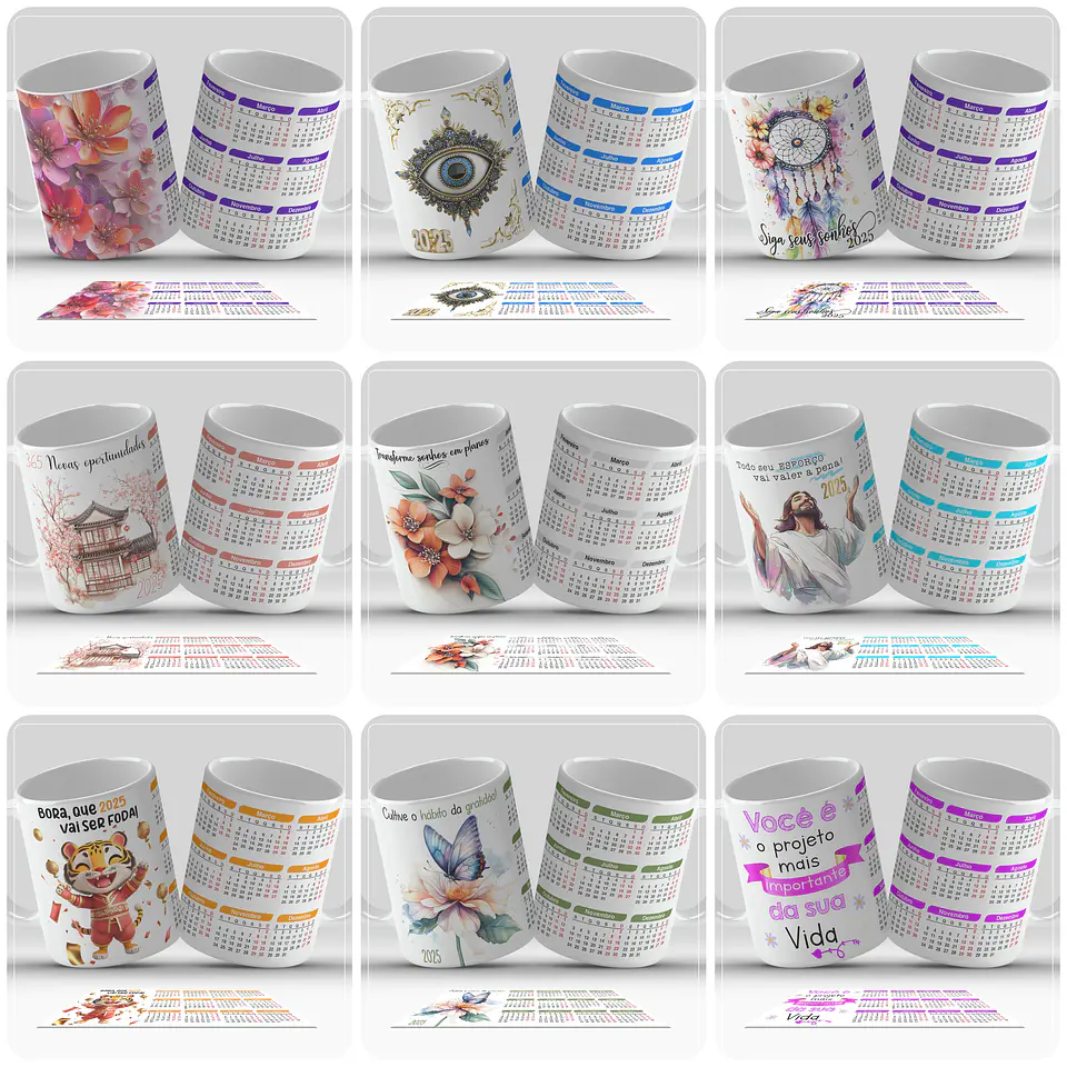 40 Artes para Caneca Calendário 2025 Arquivo em Png 5