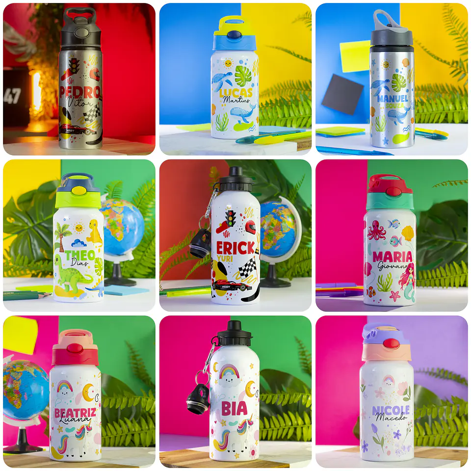 52 Artes para Caneca Squeeze Toalhinhas e Etiquetas Volta as aulas Arquivo em Png 3