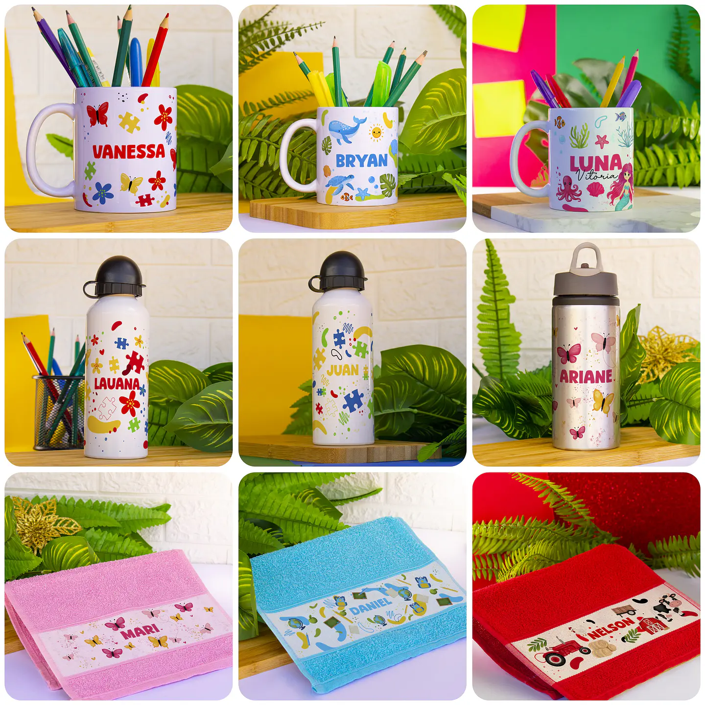 52 Artes para Caneca Squeeze Toalhinhas e Etiquetas Volta as aulas Arquivo em Png 5