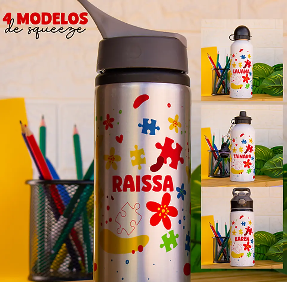 52 Artes para Caneca Squeeze Toalhinhas e Etiquetas Volta as aulas Arquivo em Png 7