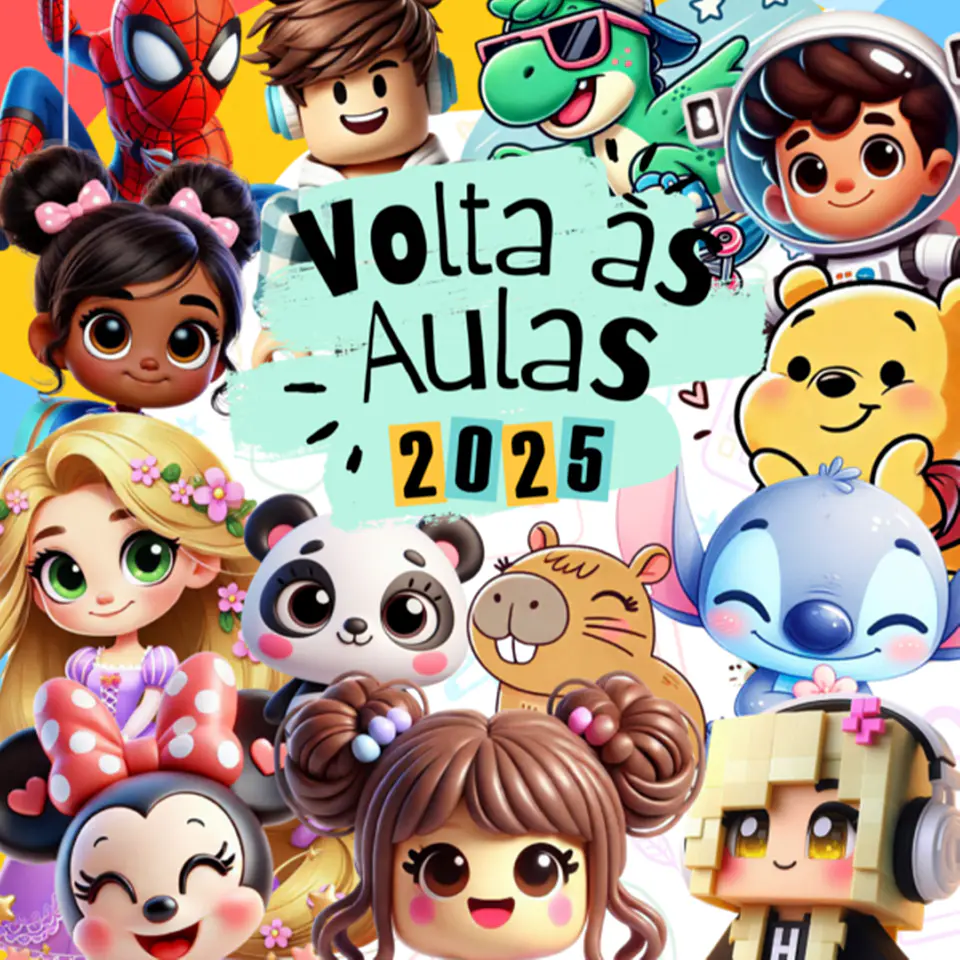 Kit Digital Volta as Aulas Mascotinhos e Personagens 2025 Etiquetas Escolares Png  1