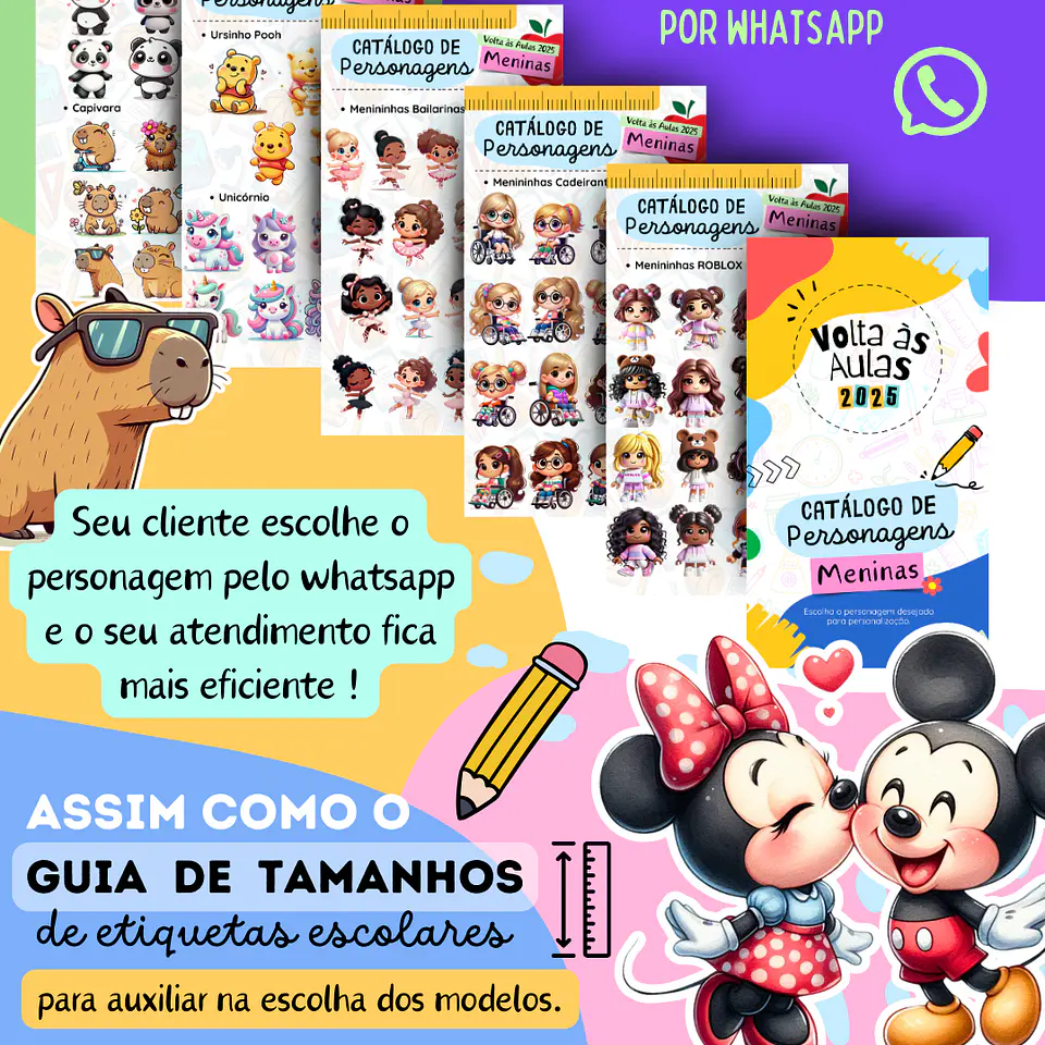 Kit Digital Volta as Aulas Mascotinhos e Personagens 2025 Etiquetas Escolares Png  2
