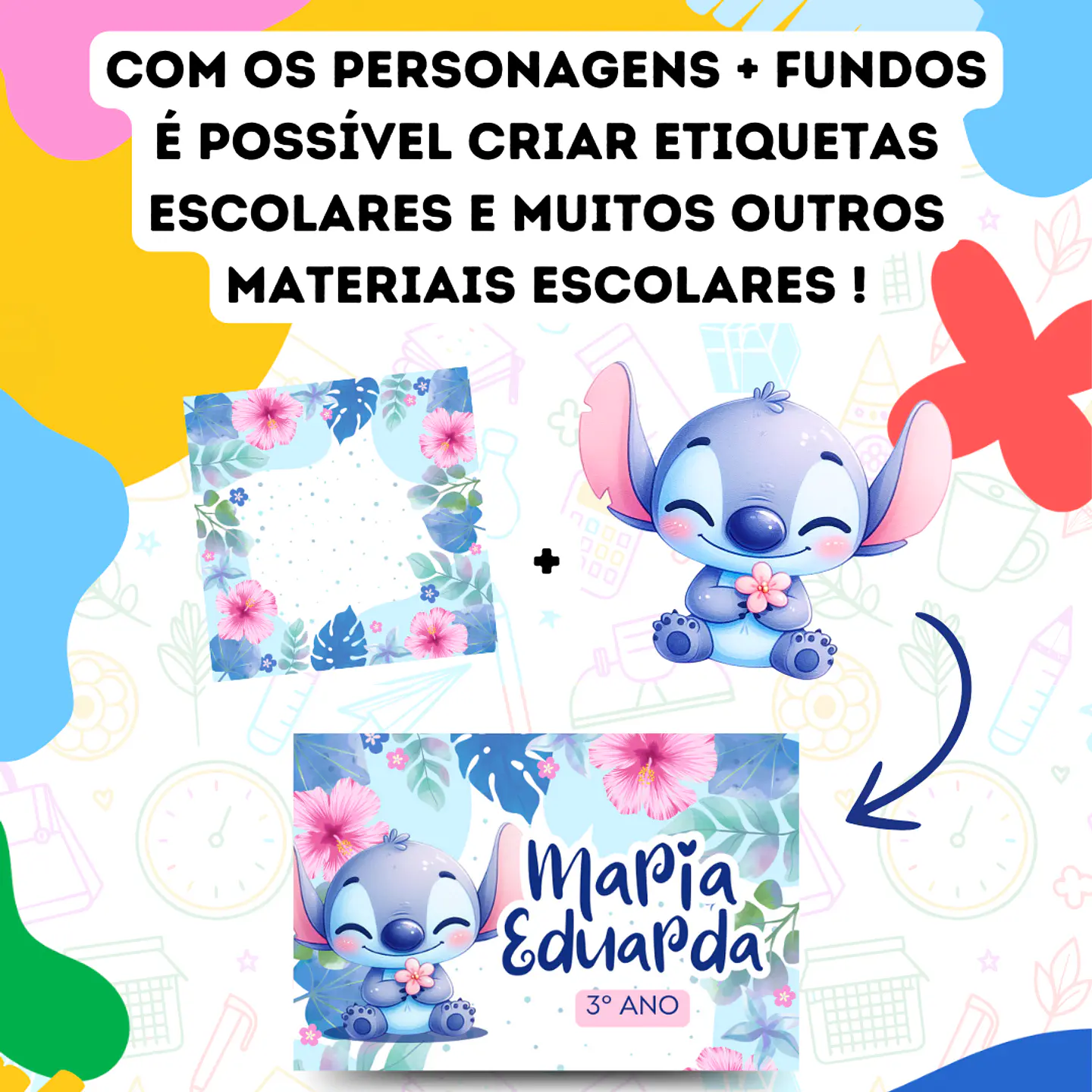 Kit Digital Volta as Aulas Mascotinhos e Personagens 2025 Etiquetas Escolares Png  4