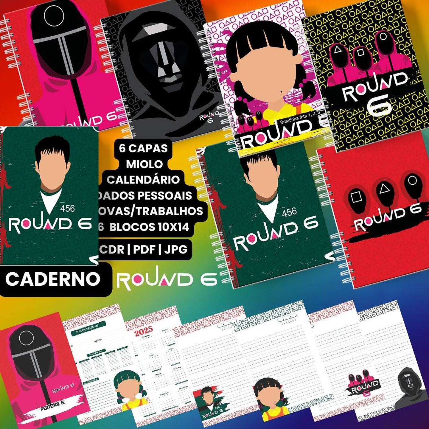 6 Artes para Caneca Roud 6 Mais Caderno Arquivo em Jpg 2