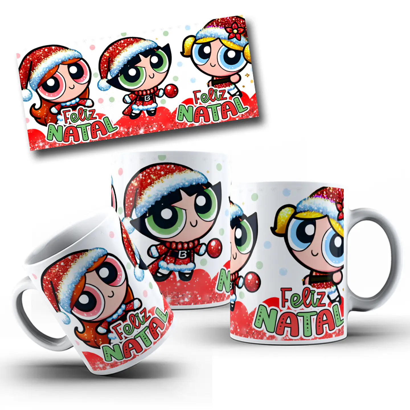 Arte Caneca Meninas Super Poderosas Natal Arquivo em Png  1