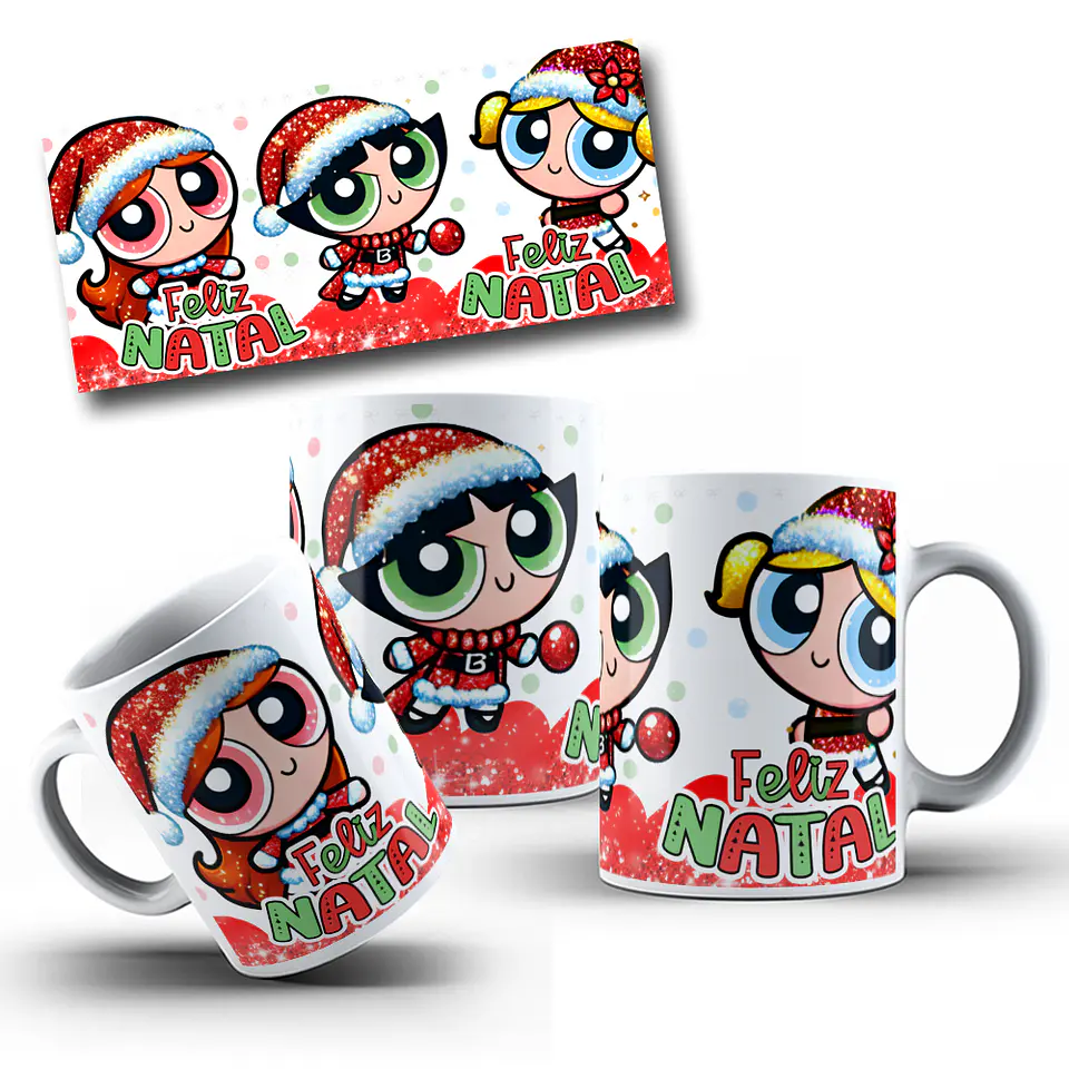 Arte Caneca Meninas Super Poderosas Natal Arquivo em Png  1