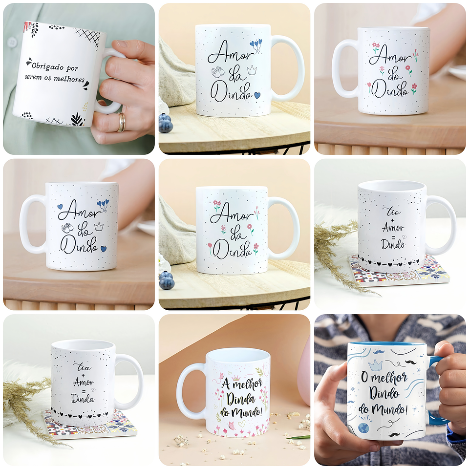 9 Artes para Caneca Dindos e Dindas Arquivo em Jpg  1