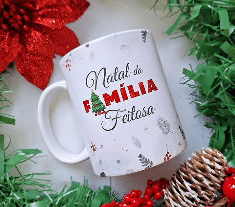 Arte Caneca Natal Família Arquivo em Jpg
