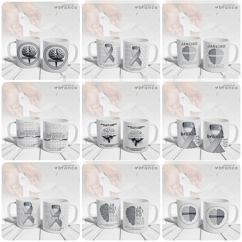 9 Artes para Caneca Janeiro Branco Arquivo Editável