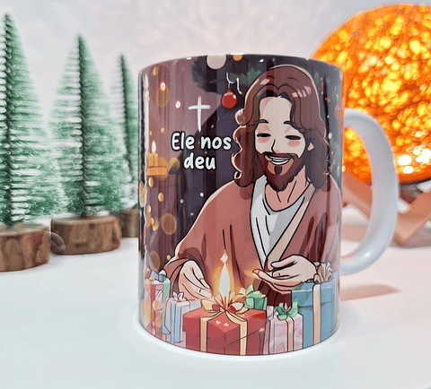 Arte Caneca O maior presente ele nos Deu Natal Jesus Arquivo em Jpg 