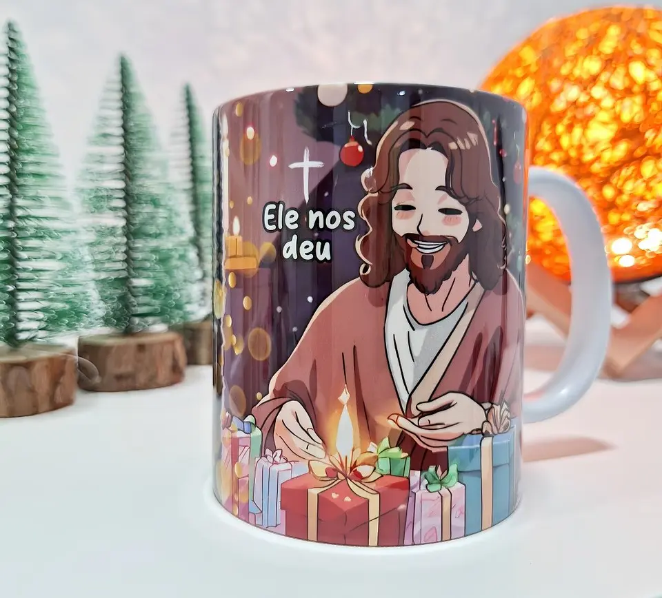 Arte Caneca O maior presente ele nos Deu Natal Jesus Arquivo em Jpg  1