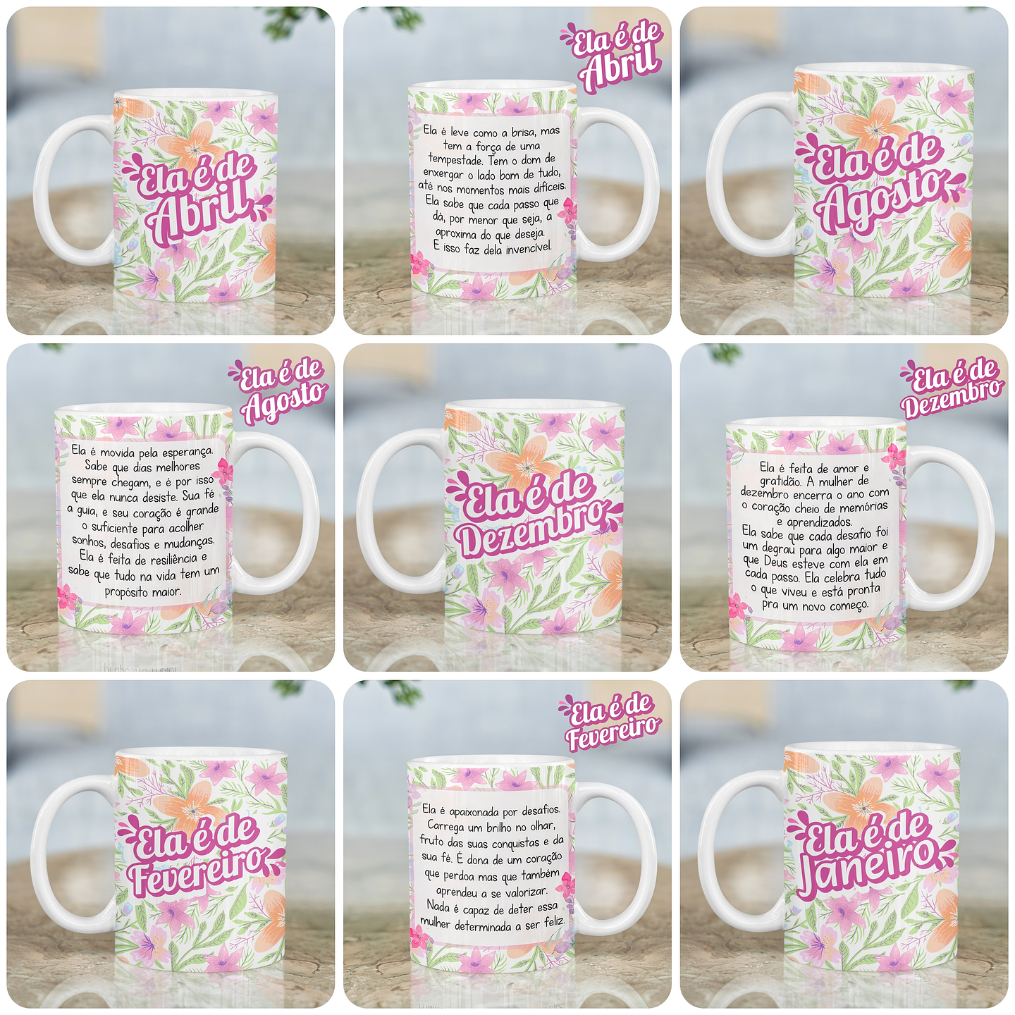 12 Artes para Caneca Mulheres de Cada Mes  Arquivo em Jpg  1