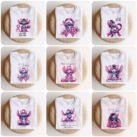 25 Artes para Caneca, Camisa Stitch Outubro Rosa Arquivo Editável