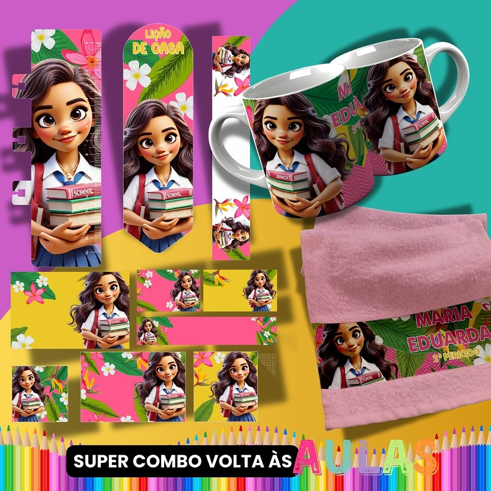 36 Artes para Caneca, Garrafinha e Toalha Princesas da Disney Arquivo Editável  6
