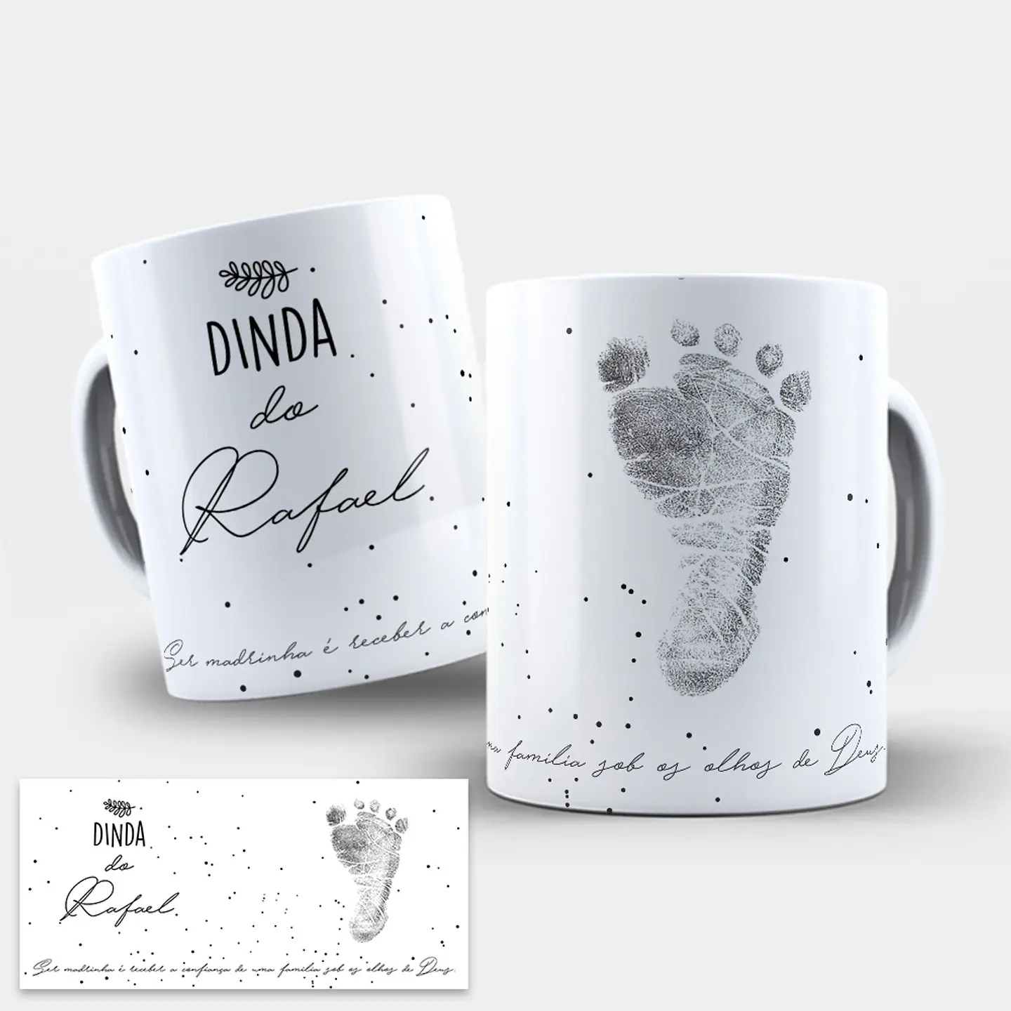 Arte Caneca Dinda e Dindo Pezinhos Madinha Batizado Arquivo Editável 2
