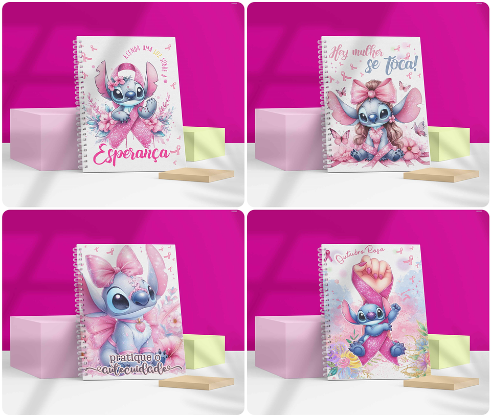 25 Artes para Caneca, Camisa Stitch Outubro Rosa Arquivo Editável 3