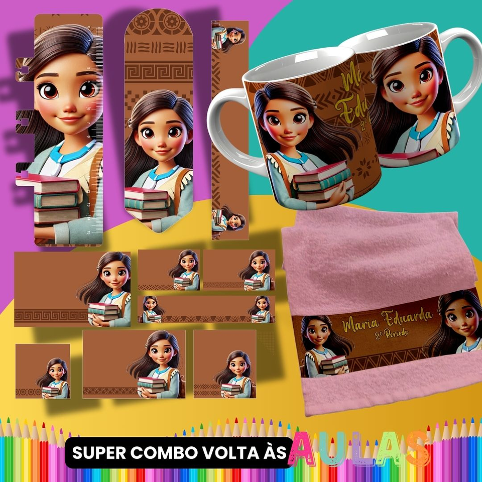 36 Artes para Caneca, Garrafinha e Toalha Princesas da Disney Arquivo Editável  13