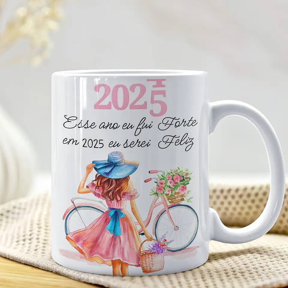 Artes Caneca Esse ano eu fui forte em 2025 serei feliz Arquivo em Jpg  1