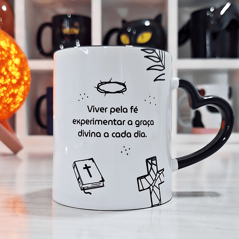 Artes para Caneca Viver pela fé experimentar a graça divina de cada dia  Arquivo em Jpg 