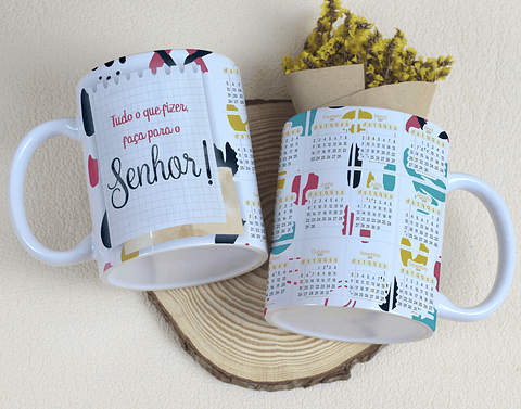 6 Artes para Caneca Calendário 2025 Frases Arquivo Editável 