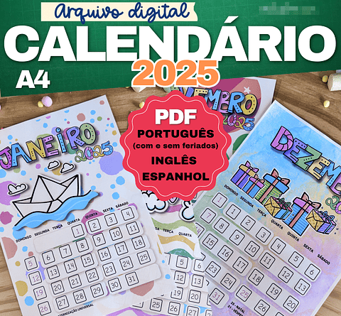 Arquivo Calendário A4 2025 Sublimação Baixar Grátis 