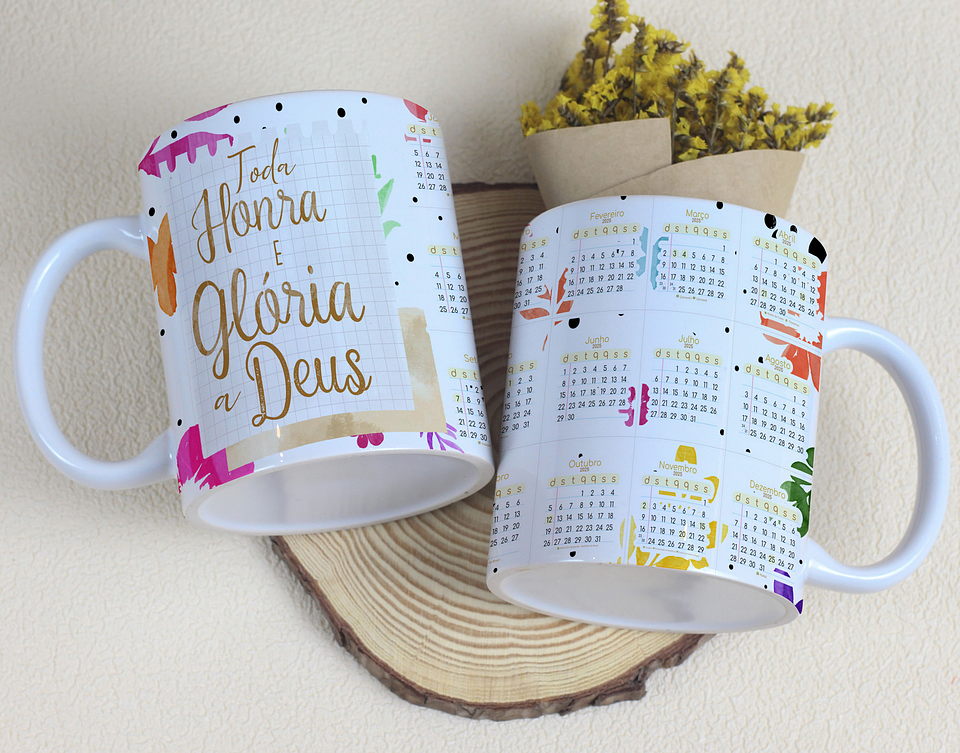 6 Artes para Caneca Calendário 2025 Frases Arquivo Editável  3