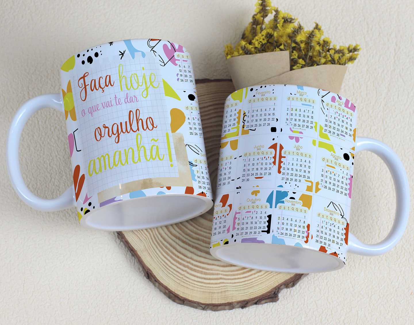 6 Artes para Caneca Calendário 2025 Frases Arquivo Editável  6