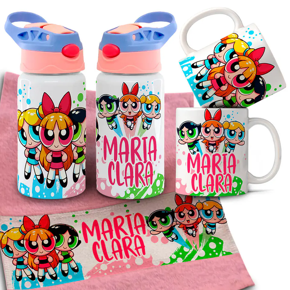 Arquivo para Personalização Volta as Aulas Garrafinha Toalhinha e Caneca Arquivo Editável 1