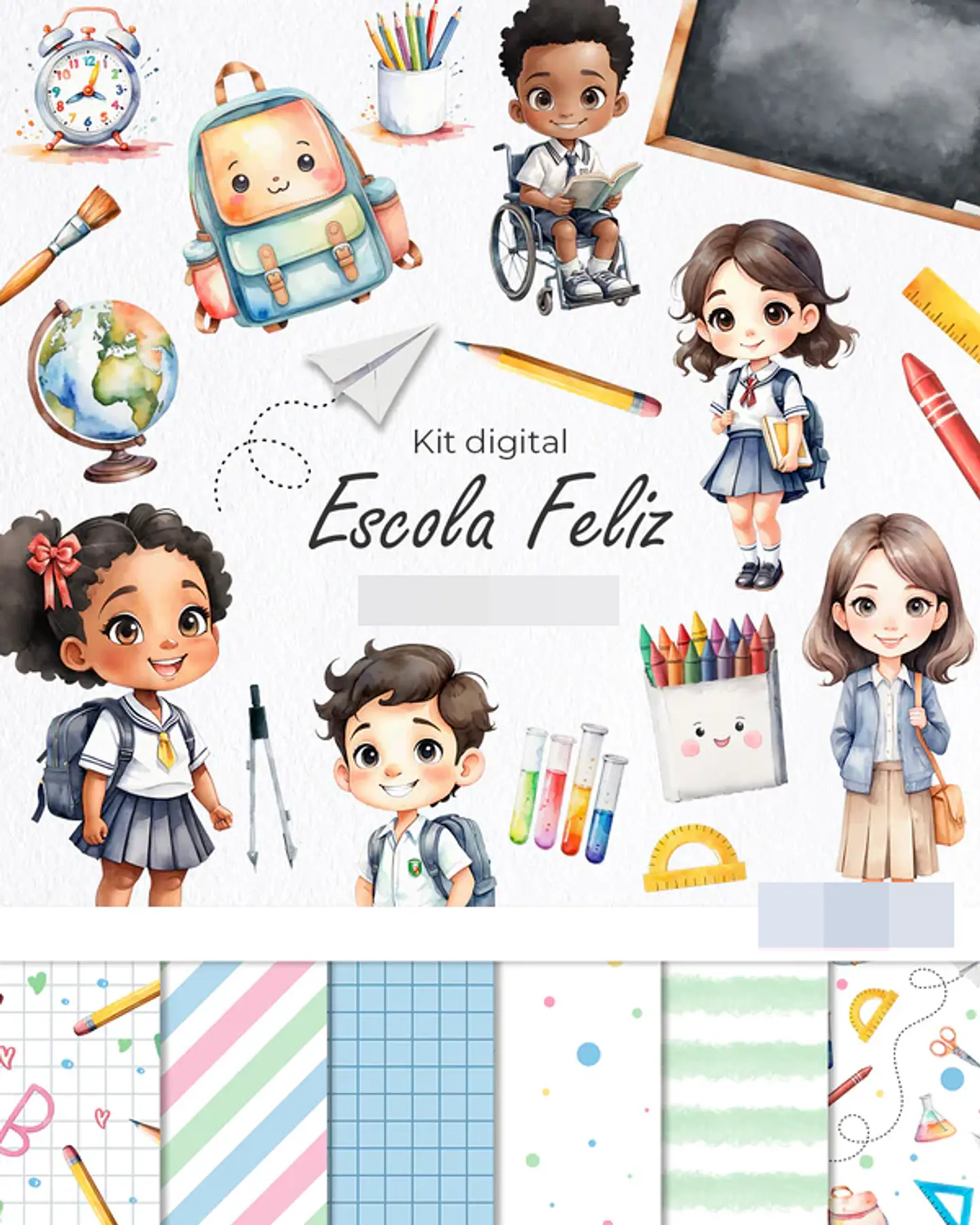 Kit Digital Escola Feliz Volta as aulas em Png   1