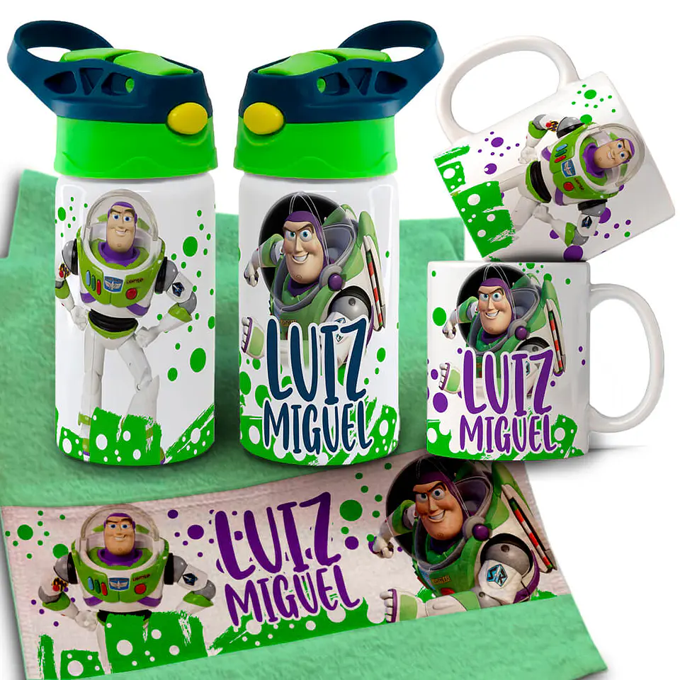 Arquivo para Personalização Volta as Aulas Garrafinha Toalhinha e Caneca Arquivo Editável 2