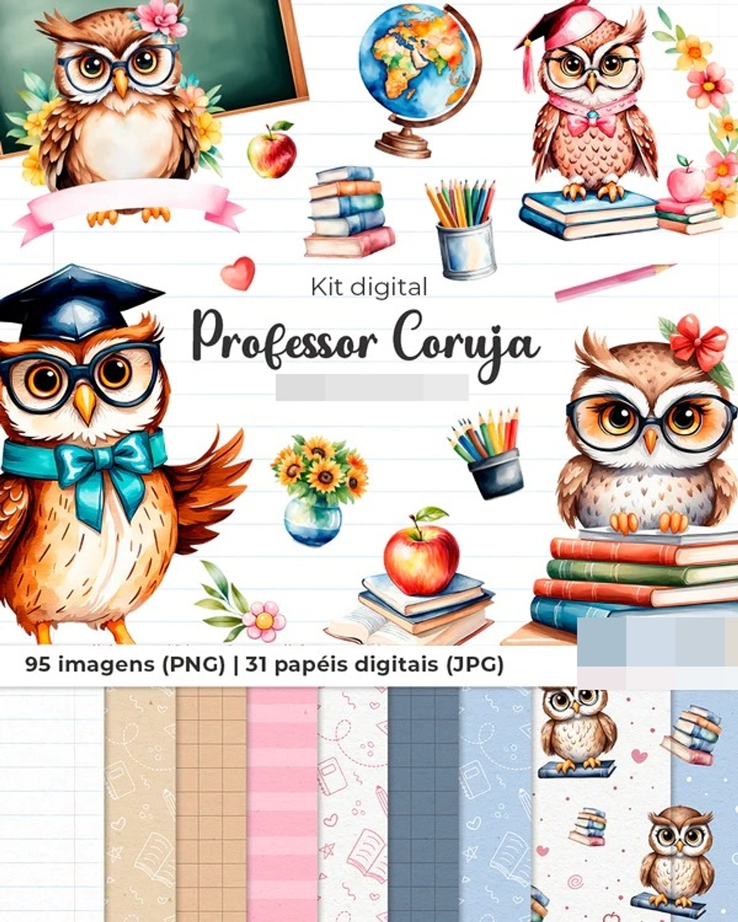 Kit Digital Professor Coruja em Png  1