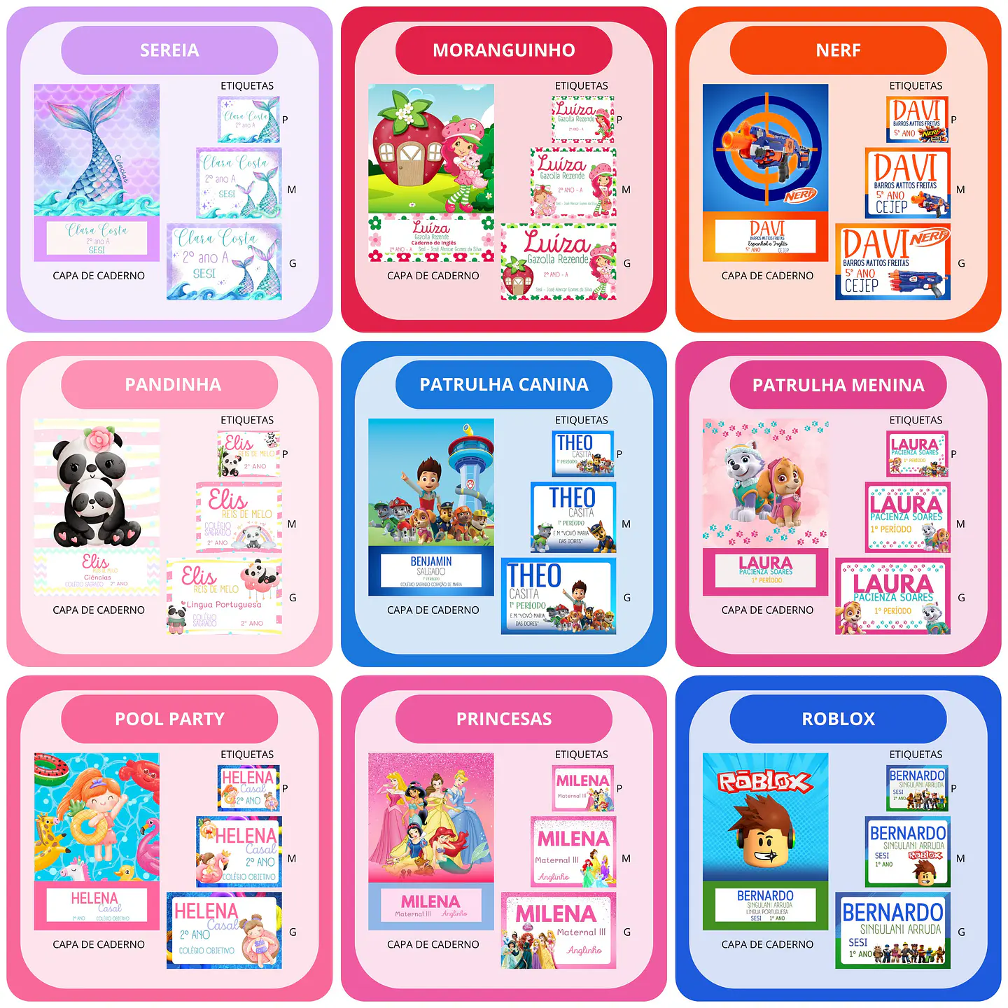 Mega Combo Etiquetas Escolares Completo em Png 7