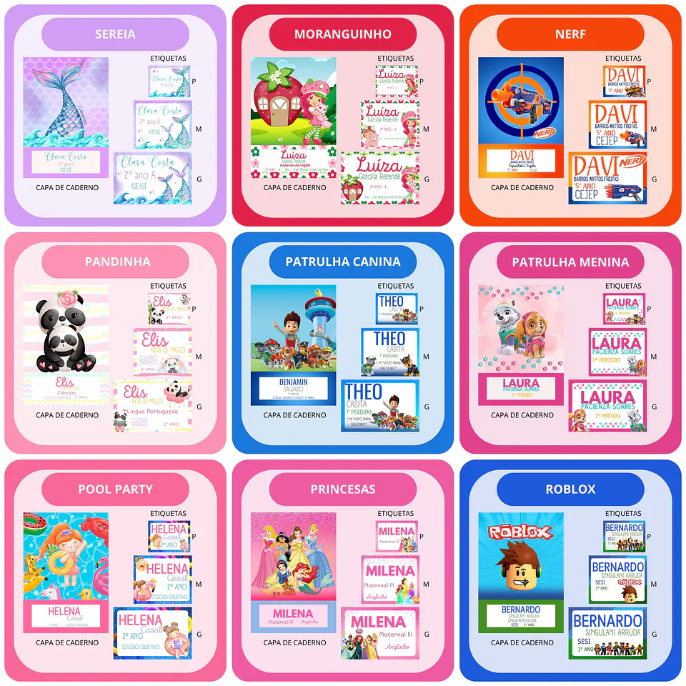 Mega Combo Etiquetas Escolares Completo em Png 7