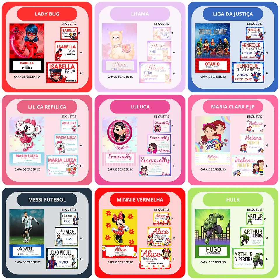 Mega Combo Etiquetas Escolares Completo em Png 10