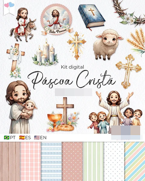 Kit Digital Pascoa Cristã em Png 
