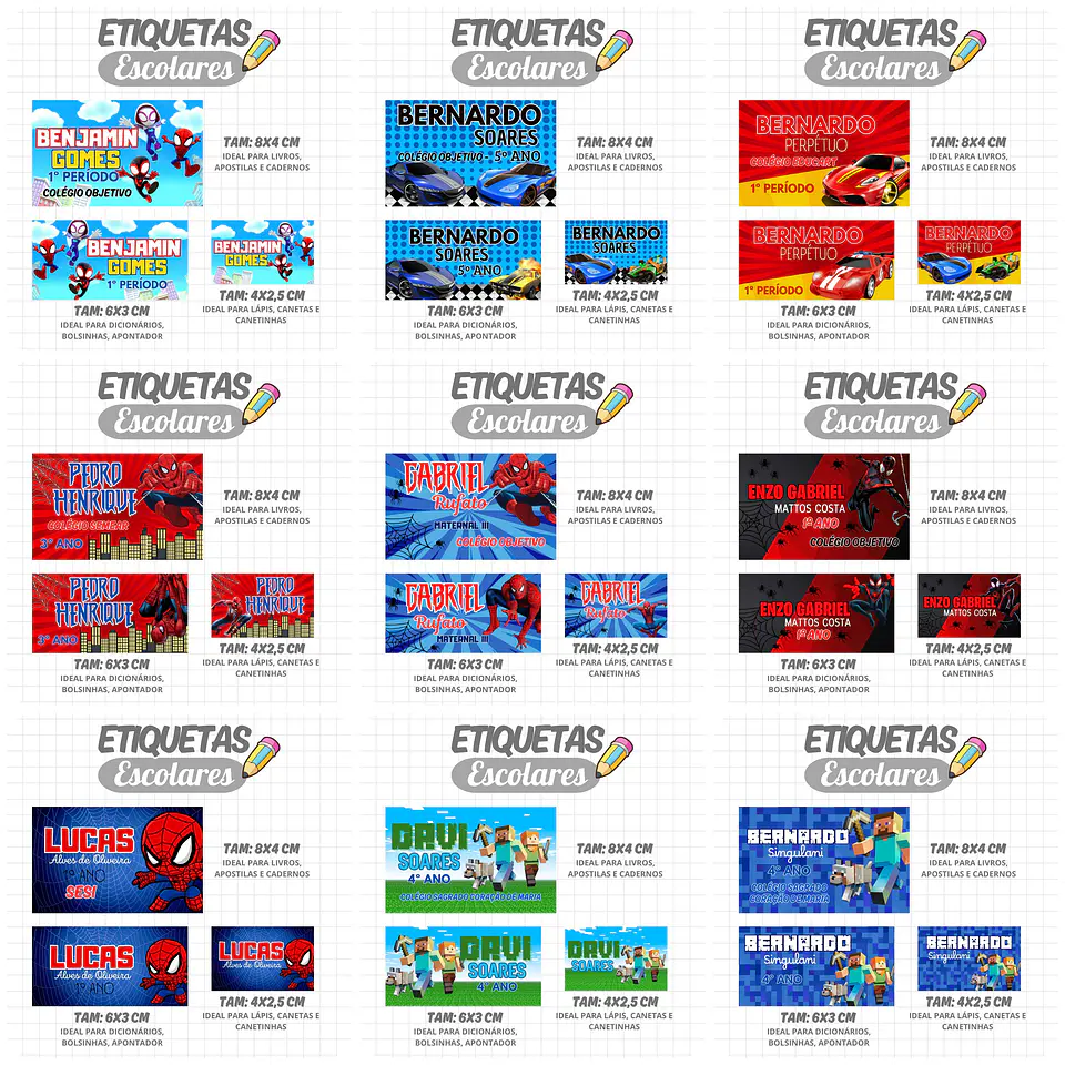 Mega Combo Etiquetas Escolares Completo em Png 11