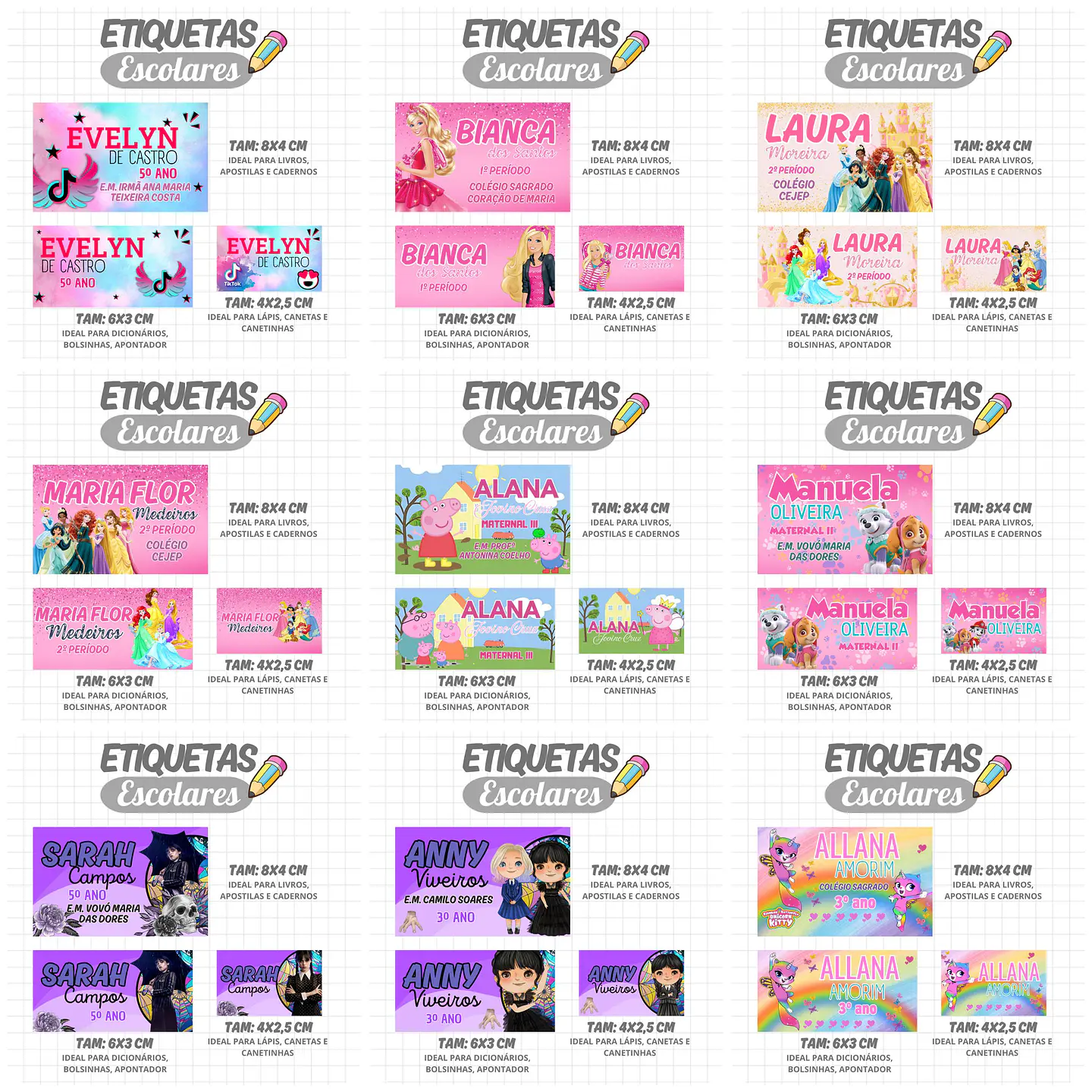 Mega Combo Etiquetas Escolares Completo em Png 12