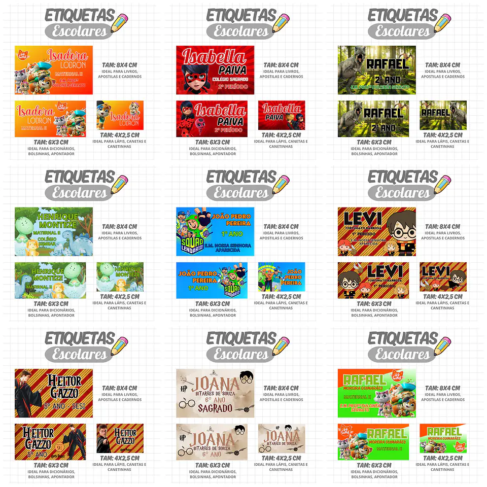 Mega Combo Etiquetas Escolares Completo em Png 16