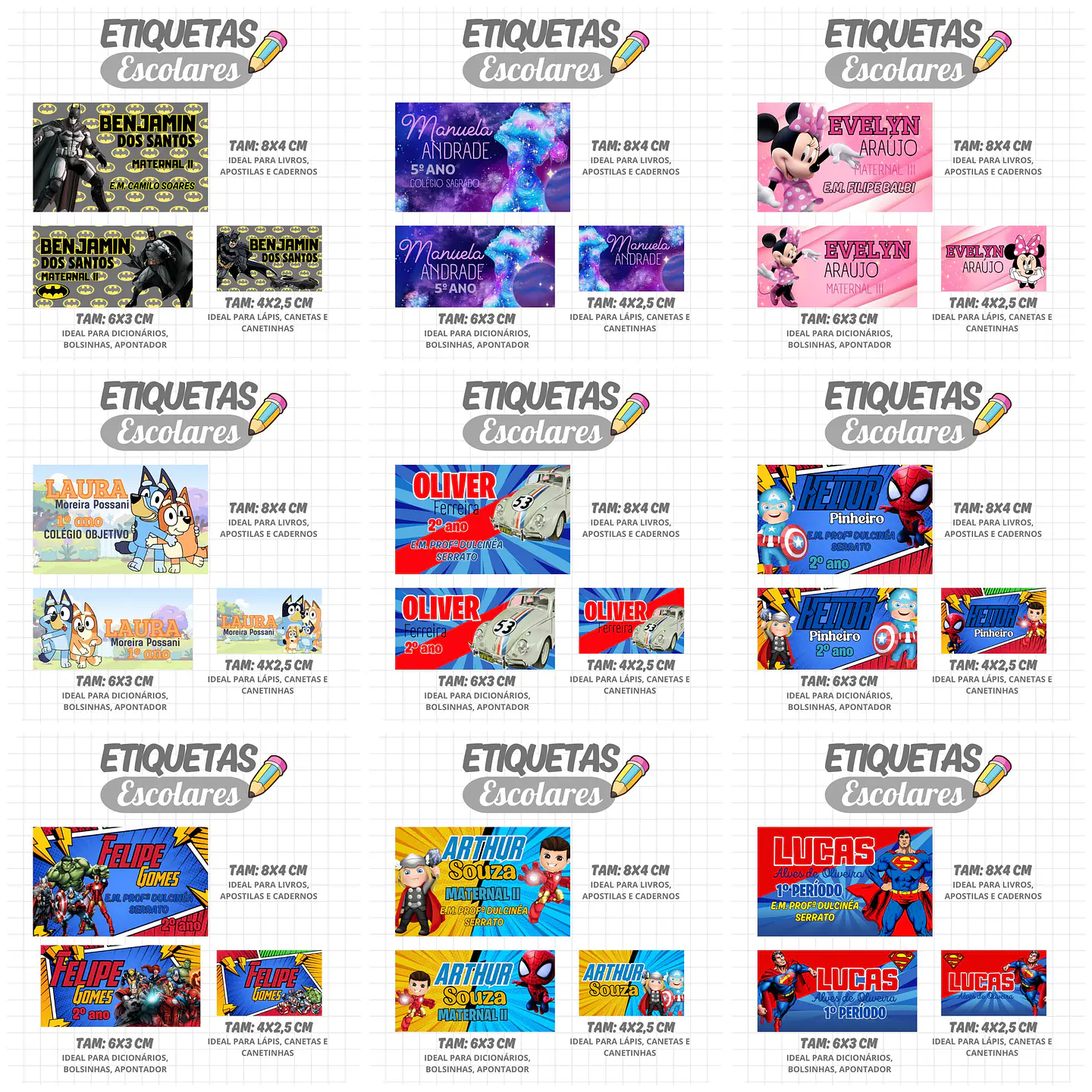 Mega Combo Etiquetas Escolares Completo em Png 18