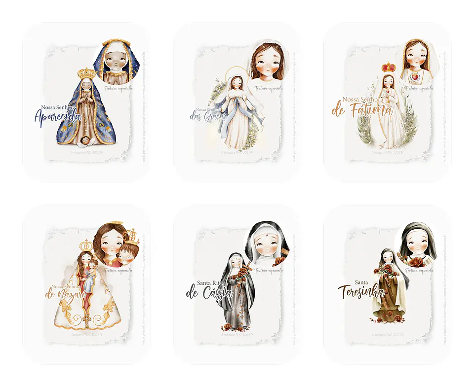 Kit Digital Santinhas Versão Adulta Aquarelado Png  1