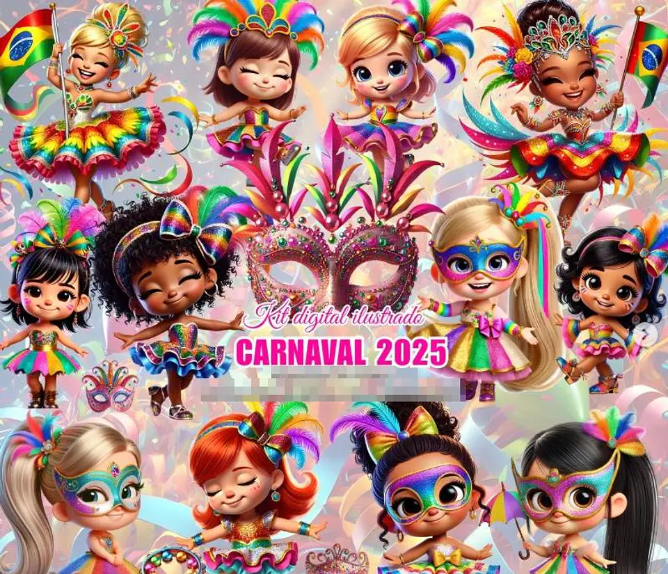 Kit Digital Carnaval em Png 1