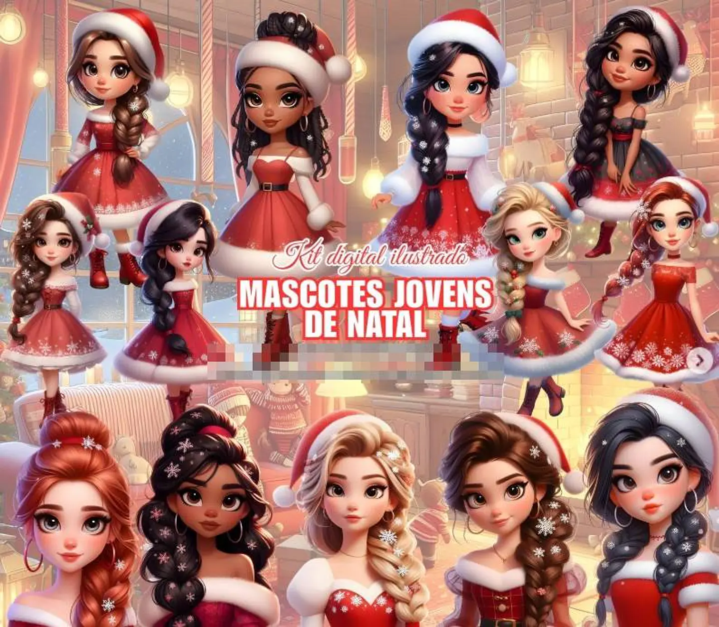Kit Digital Mascotinhas Natal em Png 1
