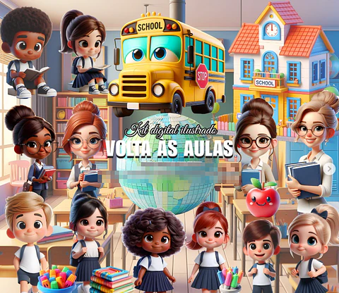 Kit Digital Volta as aulas em Png 