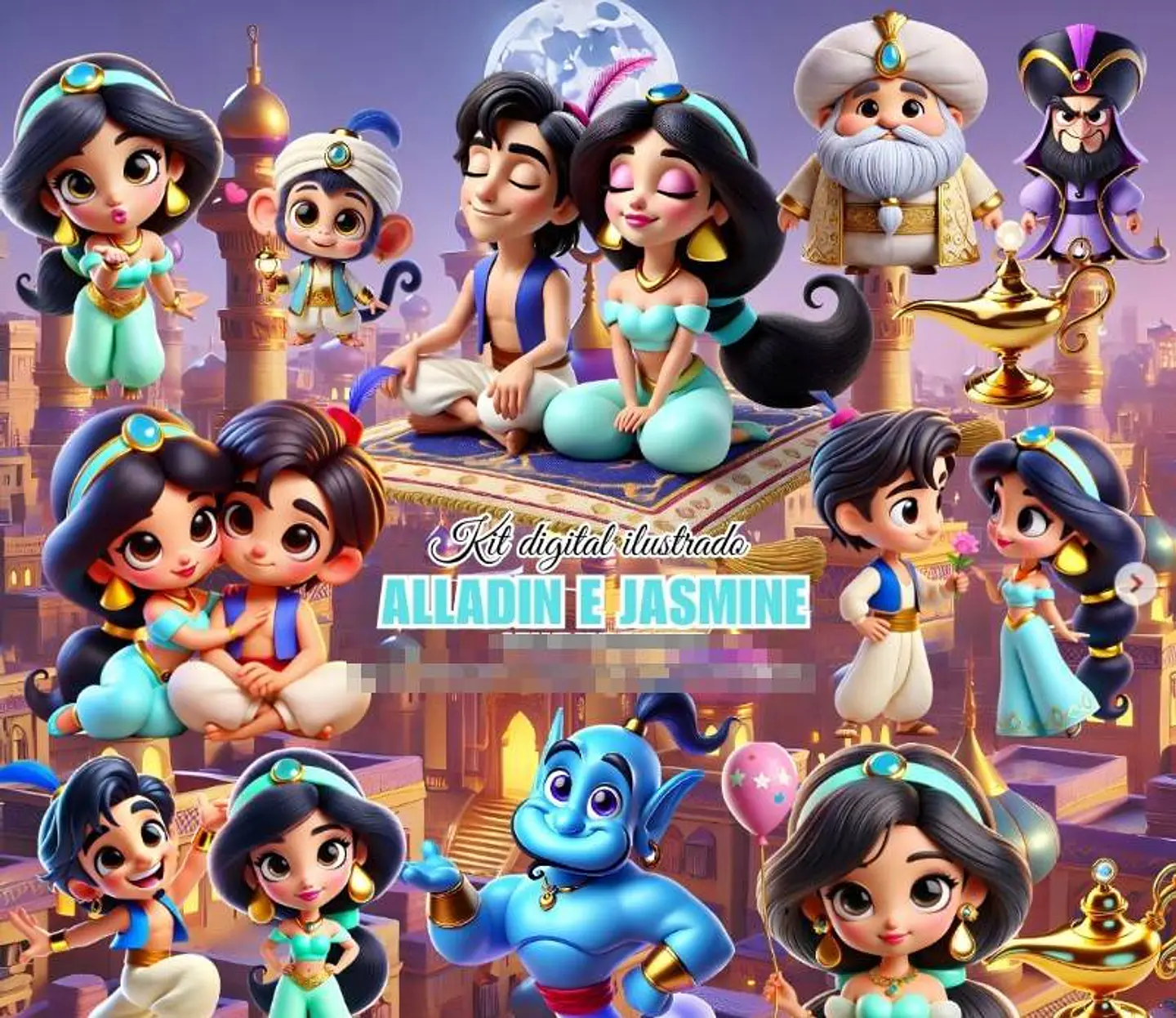 Kit Digital Alladim e Jamine em Png  1