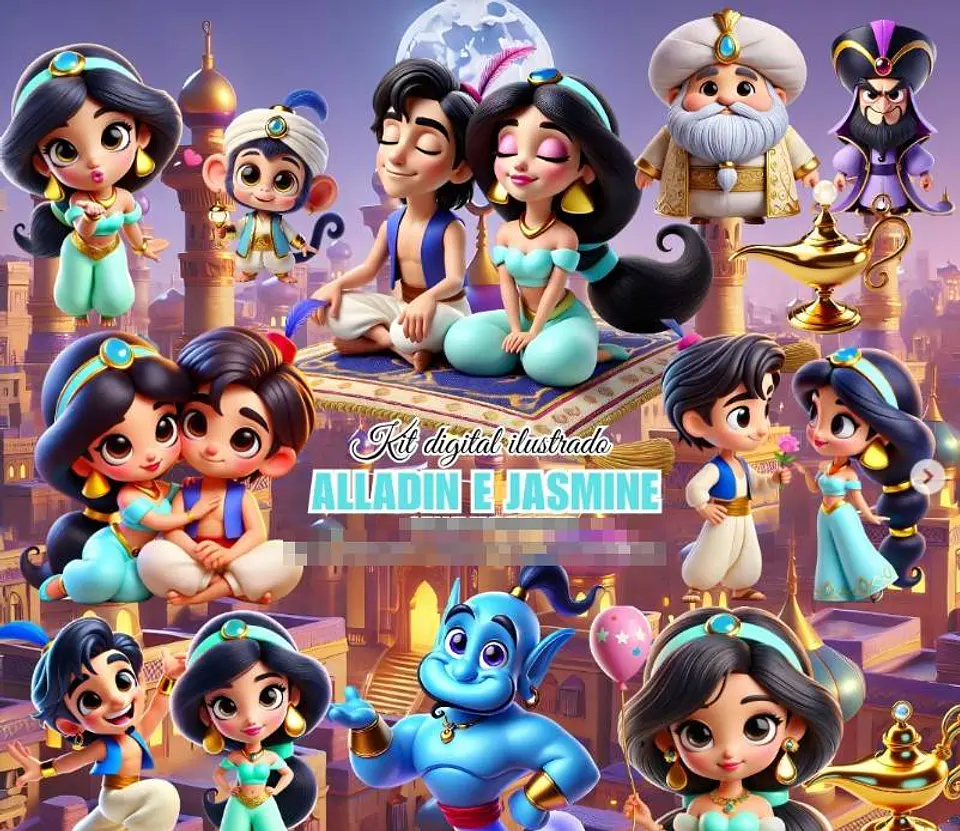 Kit Digital Alladim e Jamine em Png  1